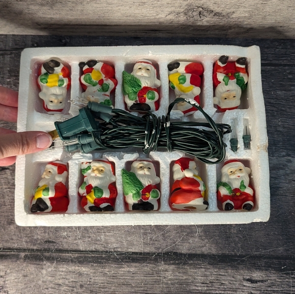 Vintage Bisque Santa String Lights - Picture 2 of 5